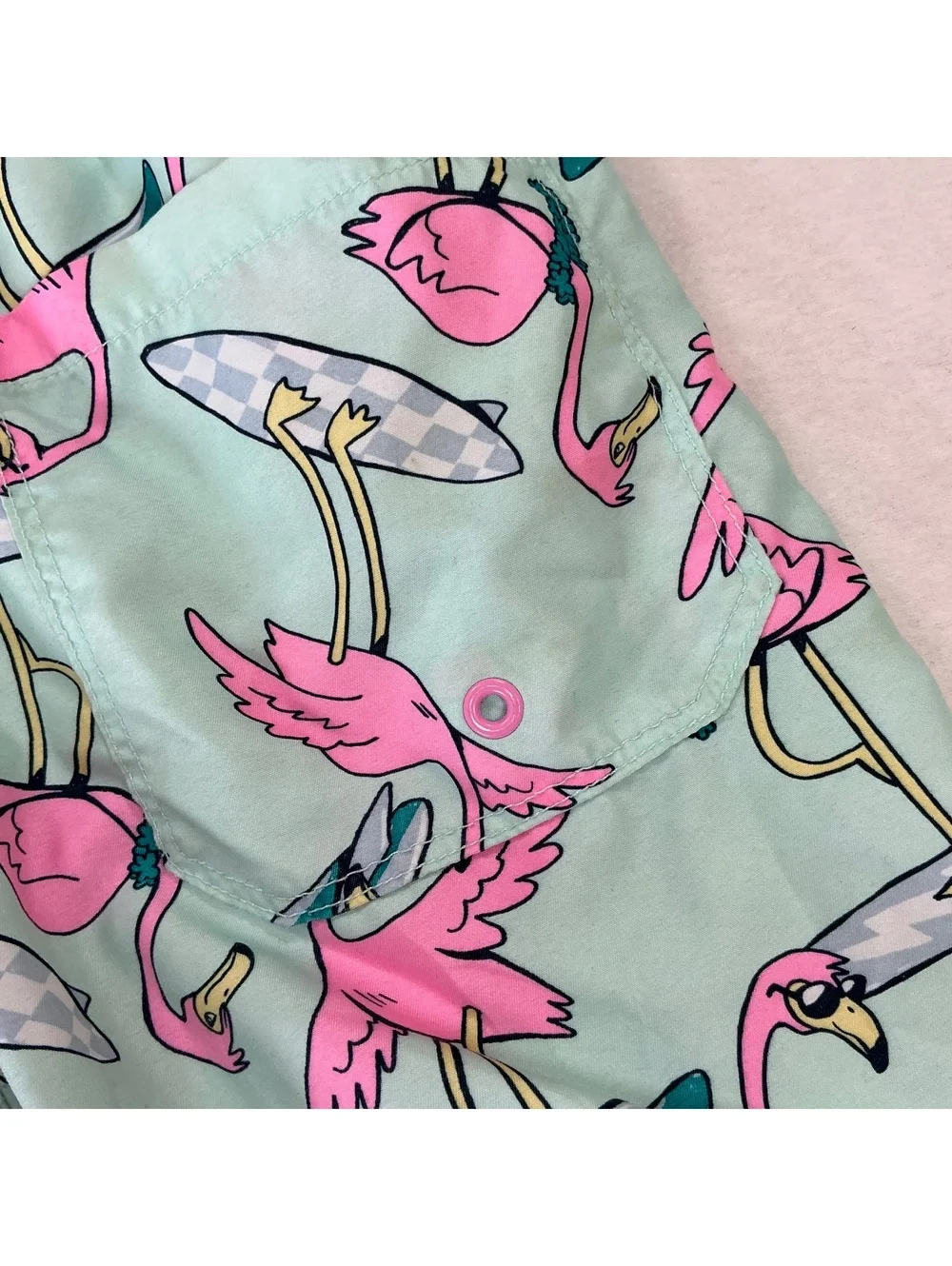 Old Navy Boys XL 14-16 Flamingo Surfboard Swim Trunks Beach Shorts